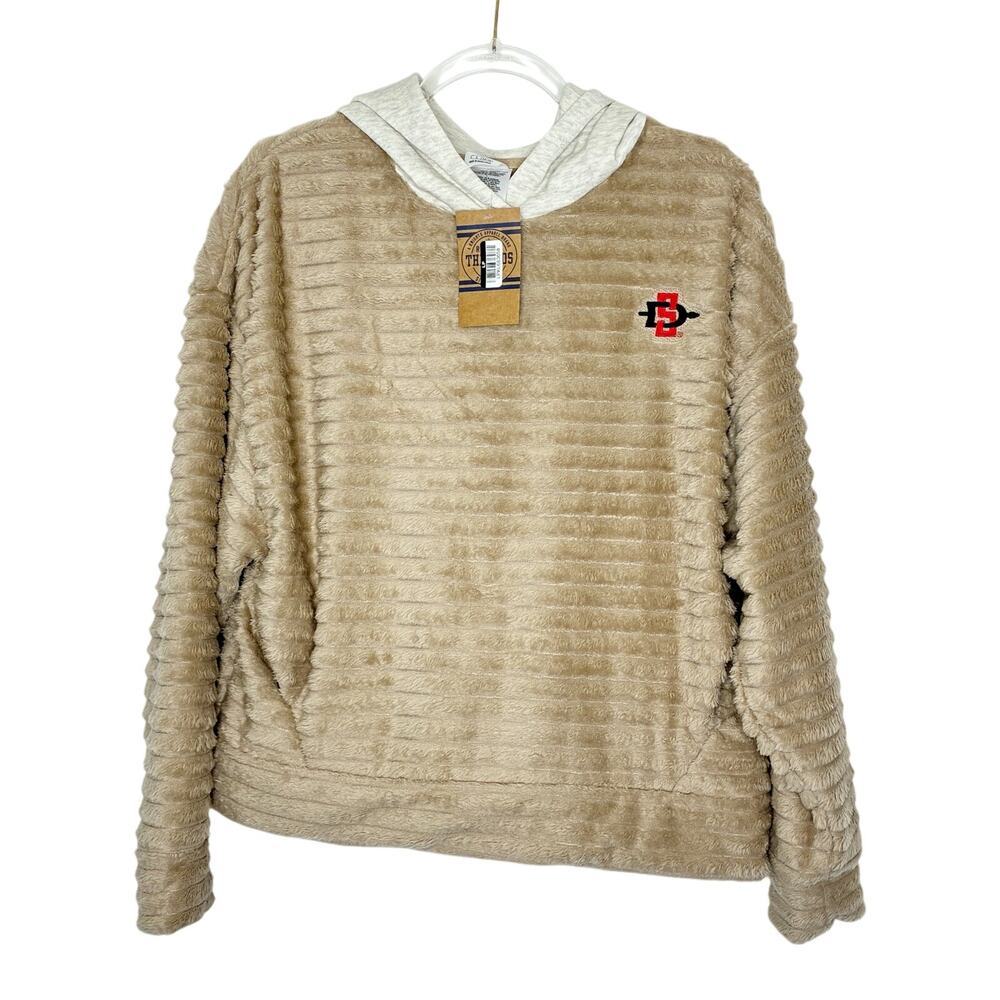 San Diego State University Rivalry Threads Tan Puff Sweatshirt w/Hood NWT Womens